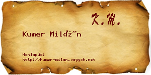 Kumer Milán névjegykártya